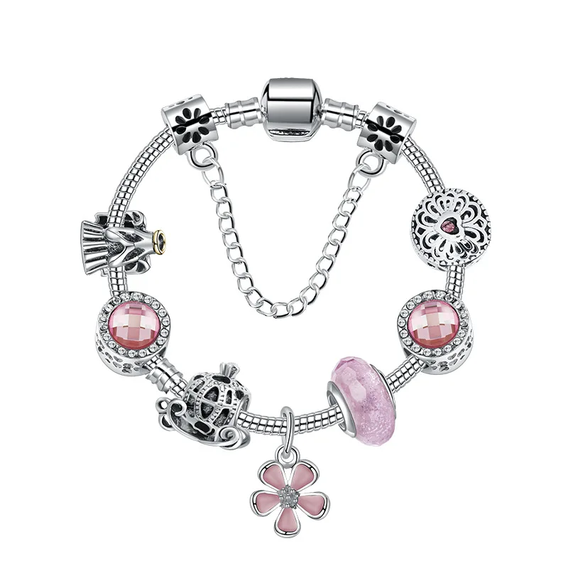 Silver Plated Charm Bracelet & Bangle with Pink CZ Glass Charms Beads Fit Original Basic Bracelets Snake Chain DIY Jewelry Gift
Silver Plated Charm Bracelet & Bangle with Pink CZ Glass Charms Beads Fit Original Basic Bracelets Snake Chain DIY Jewelry Gift
