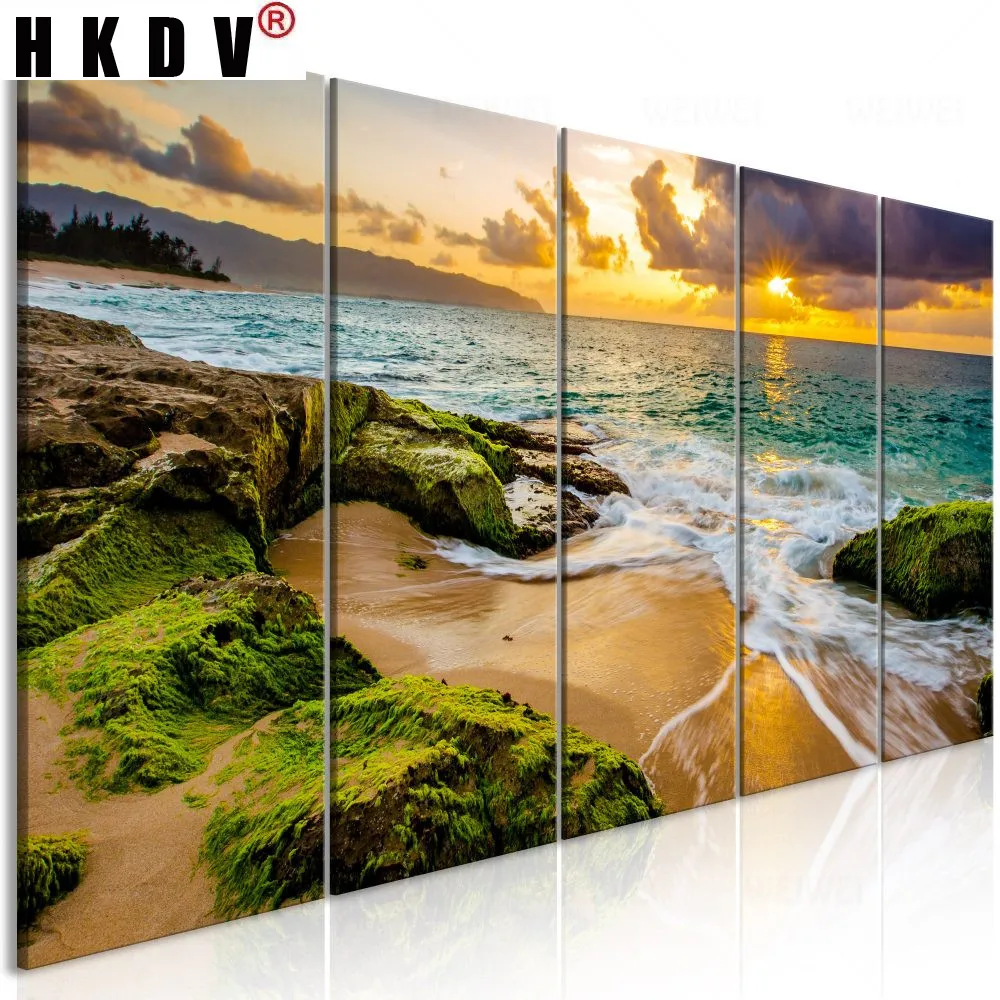 

HKDV Настенная роспись цветное небо 5 блинчиков модульная Картина на холсте HD печать и плакаты настенное искусство Спальня домашний декор