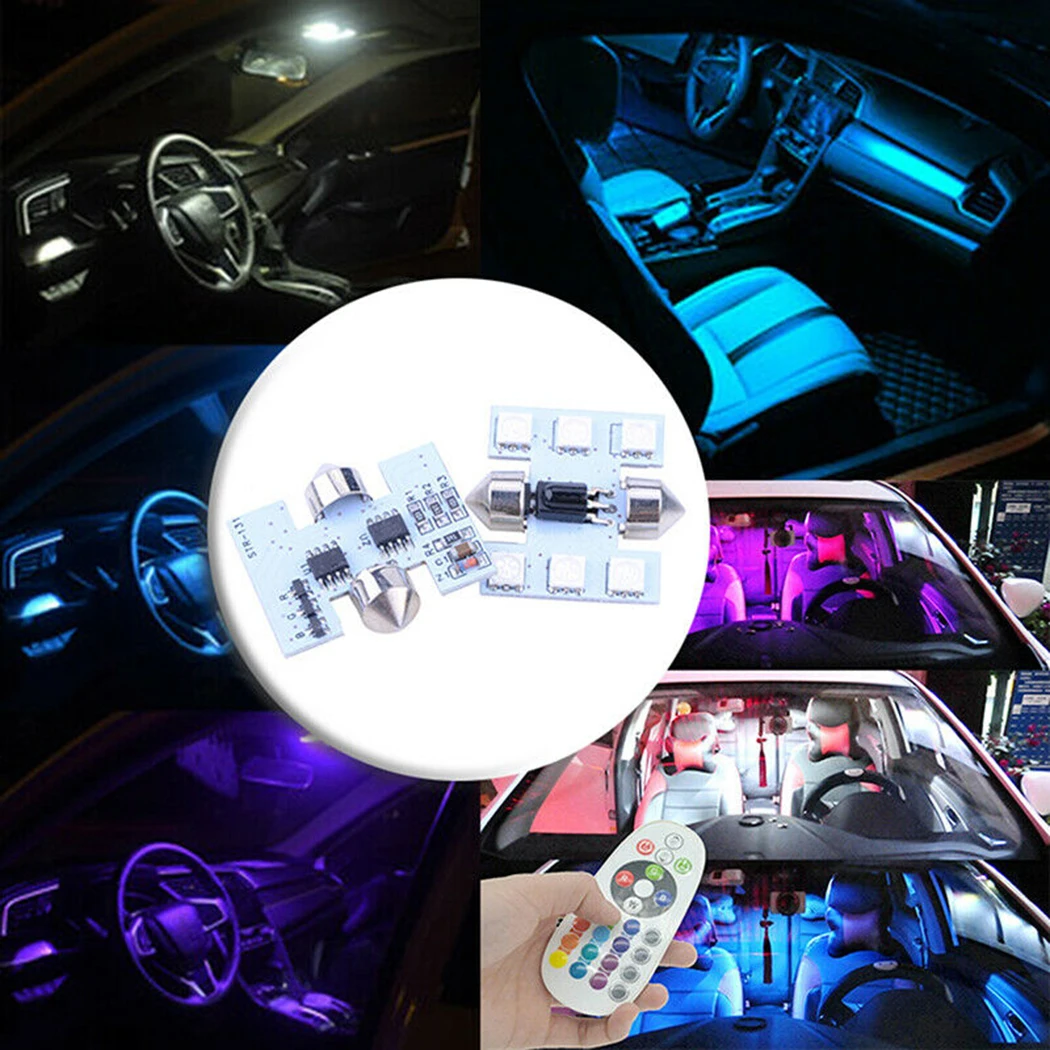 6SMD 31MM RGB LED Car Ceiling Roof Dome Reading Light Lamp Bulb + Remote Automotive Goods Car Accessories Car Interior
6SMD 31MM RGB LED Car Ceiling Roof Dome Reading Light Lamp Bulb + Remote Automotive Goods Car Accessories Car Interior