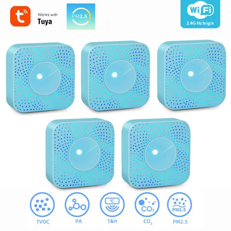 Tuya Wifi Smart Air Detector Housekeeper PM2.5 PM10 Temperature Humidity 4 In 1 Smart Air Box Sensor Automation Alarm Detector
Tuya Wifi Smart Air Detector Housekeeper PM2.5 PM10 Temperature Humidity 4 In 1 Smart Air Box Sensor Automation Alarm Detector