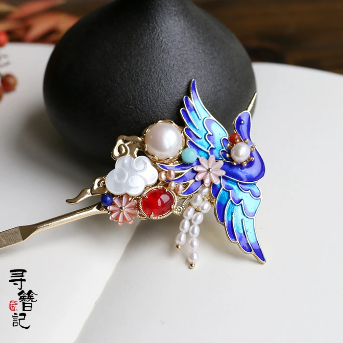 New Cloisonne Women Headdress Elegant Classical Step shake Crane Hanfu Cheongsam Hairpin Hair Stick Handwork Hair Accessories
New Cloisonne Women Headdress Elegant Classical Step shake Crane Hanfu Cheongsam Hairpin Hair Stick Handwork Hair Accessories