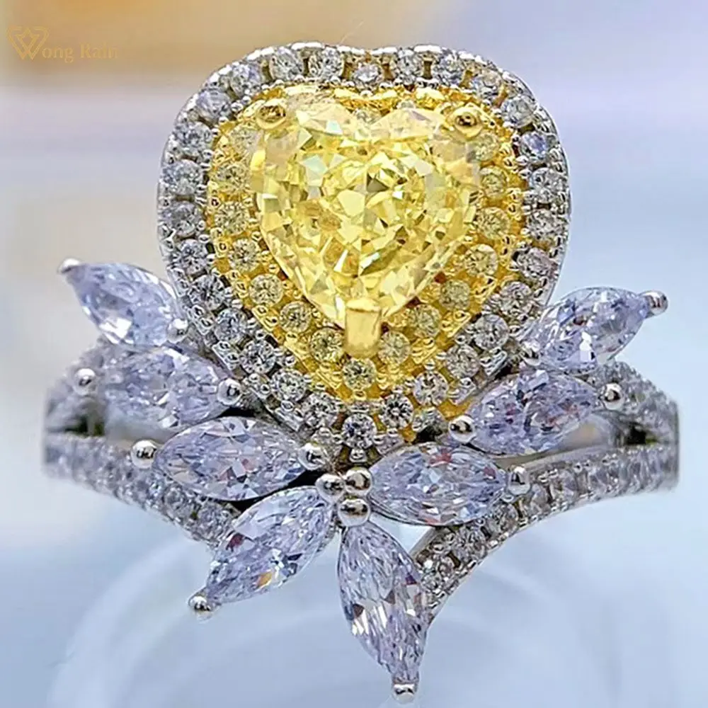 Wong Rain 925 Sterling Silver Love Heart Cut Created Moissanite Gemstone Wedding Party Ladies Ring Fine Jewelry Christmas Gift
Wong Rain 925 Sterling Silver Love Heart Cut Created Moissanite Gemstone Wedding Party Ladies Ring Fine Jewelry Christmas Gift