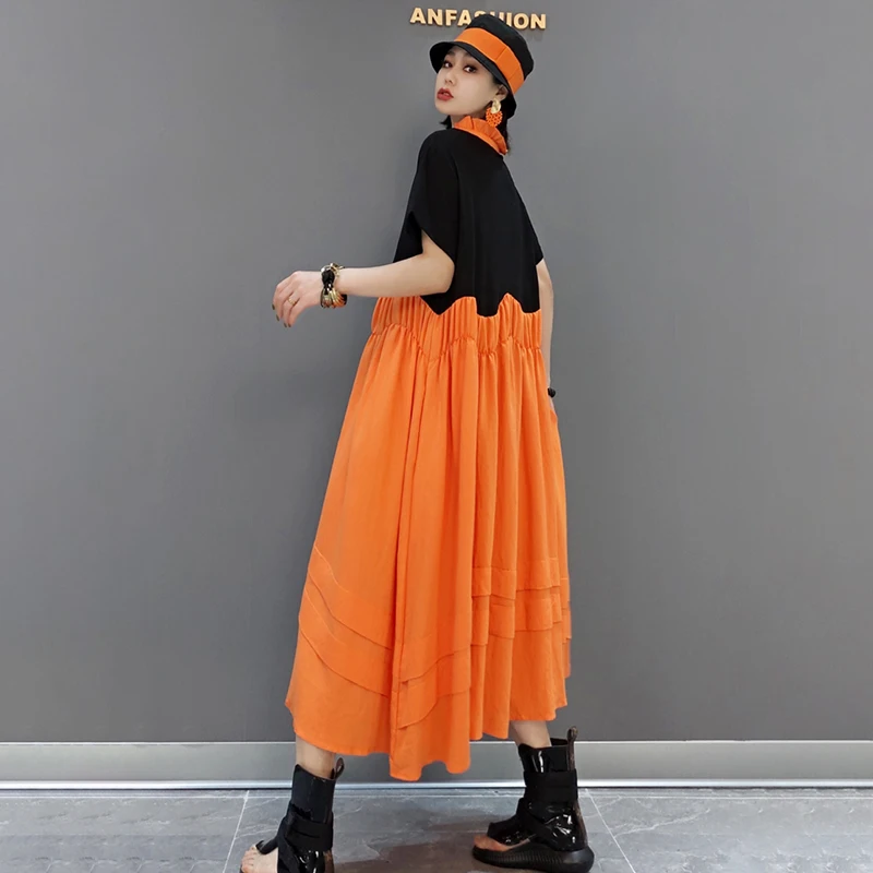SHENGPALAE Contrast Color Spliced Dress Women's Summer 2021 New V-neck Loose Short Sleeve Pleated Mid-calf Dresses Female Tide
SHENGPALAE Contrast Color Spliced Dress Women's Summer 2021 New V-neck Loose Short Sleeve Pleated Mid-calf Dresses Female Tide