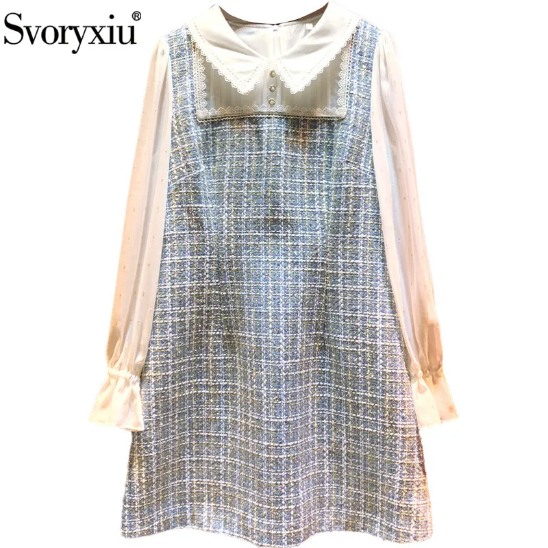 Svoryxiu 2020 Autumn Winter Runway Tweed Dresses Women's Elegant Flared Sleeves Lace Embroidery Office Lady Dress Vestdios
Svoryxiu 2020 Autumn Winter Runway Tweed Dresses Women's Elegant Flared Sleeves Lace Embroidery Office Lady Dress Vestdios