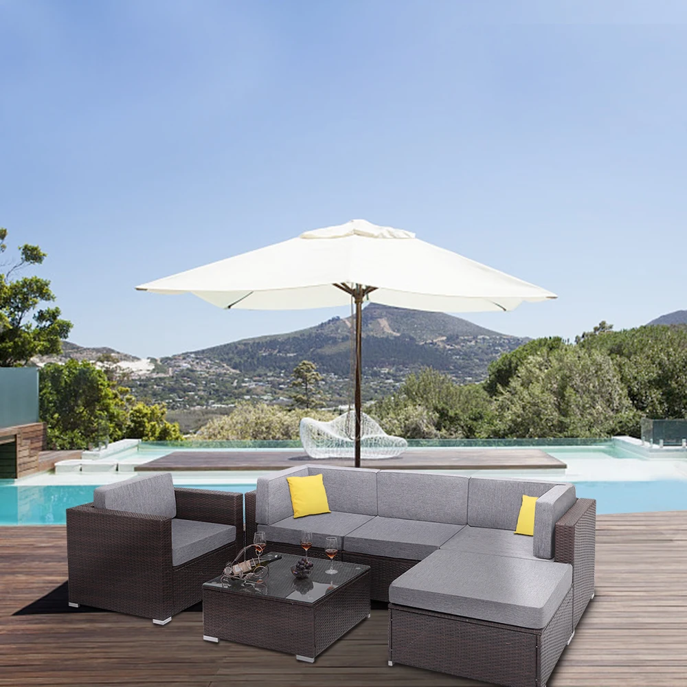 6PCS Garden PE Wicker Rattan Corner Sofa Set With Breathable And Waterproof Cushions Removable Washable Non-slip Furniture
6PCS Garden PE Wicker Rattan Corner Sofa Set With Breathable And Waterproof Cushions Removable Washable Non-slip Furniture