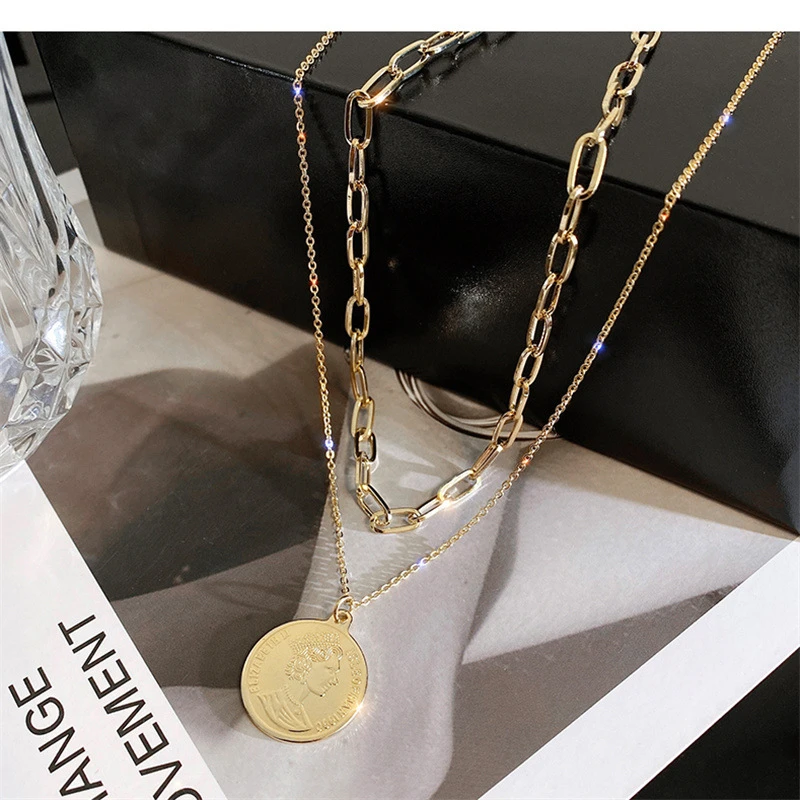 New Summer Multi-layer Coin Pendant Clavicle Chain Necklace for Women Trendy Jewelry Accessories
New Summer Multi-layer Coin Pendant Clavicle Chain Necklace for Women Trendy Jewelry Accessories