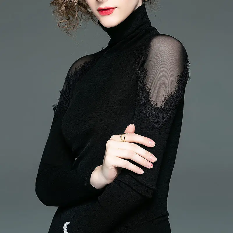 Blouses Women's Plus Size Blusas 2021 Spring Fashion Mesh Lace Splicing Turtleneck Off Shoulder Black Shirts Skinny Tops Woman
Blouses Women's Plus Size Blusas 2021 Spring Fashion Mesh Lace Splicing Turtleneck Off Shoulder Black Shirts Skinny Tops Woman