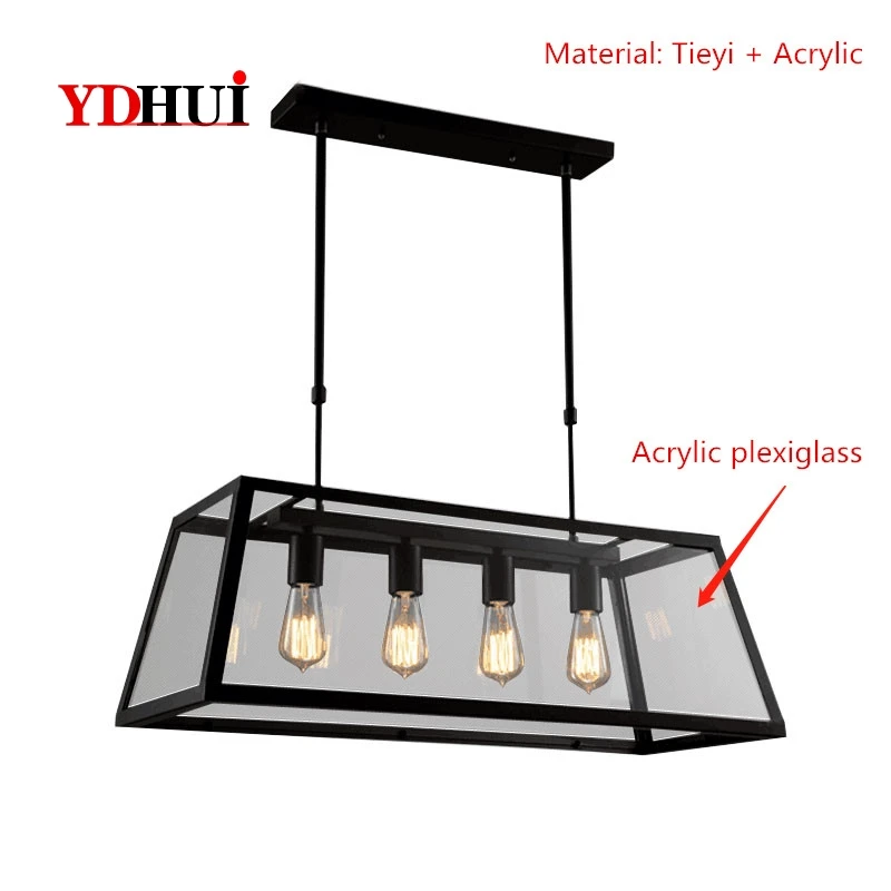 Vintage Industrial LED creative personality iron chandelier rectangular acrylic box restaurant cafe living room pendant lamps
Vintage Industrial LED creative personality iron chandelier rectangular acrylic box restaurant cafe living room pendant lamps