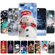 For iphone 7 8 Case Back Phone Cover For Apple iPhone 7 8 plus Silicon Soft TPU Coque Bumper winter christmas snow tree new year