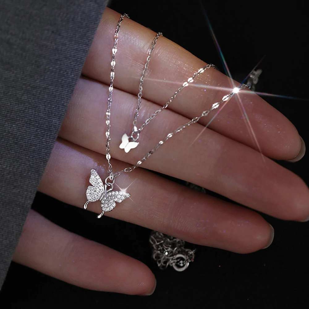 2pc Shiny Butterfly Necklace Silver Gold Korean Exquisite Romance Double Layer Pendant Clavicle Chain Wedding Party Jewelry Gift
2pc Shiny Butterfly Necklace Silver Gold Korean Exquisite Romance Double Layer Pendant Clavicle Chain Wedding Party Jewelry Gift
