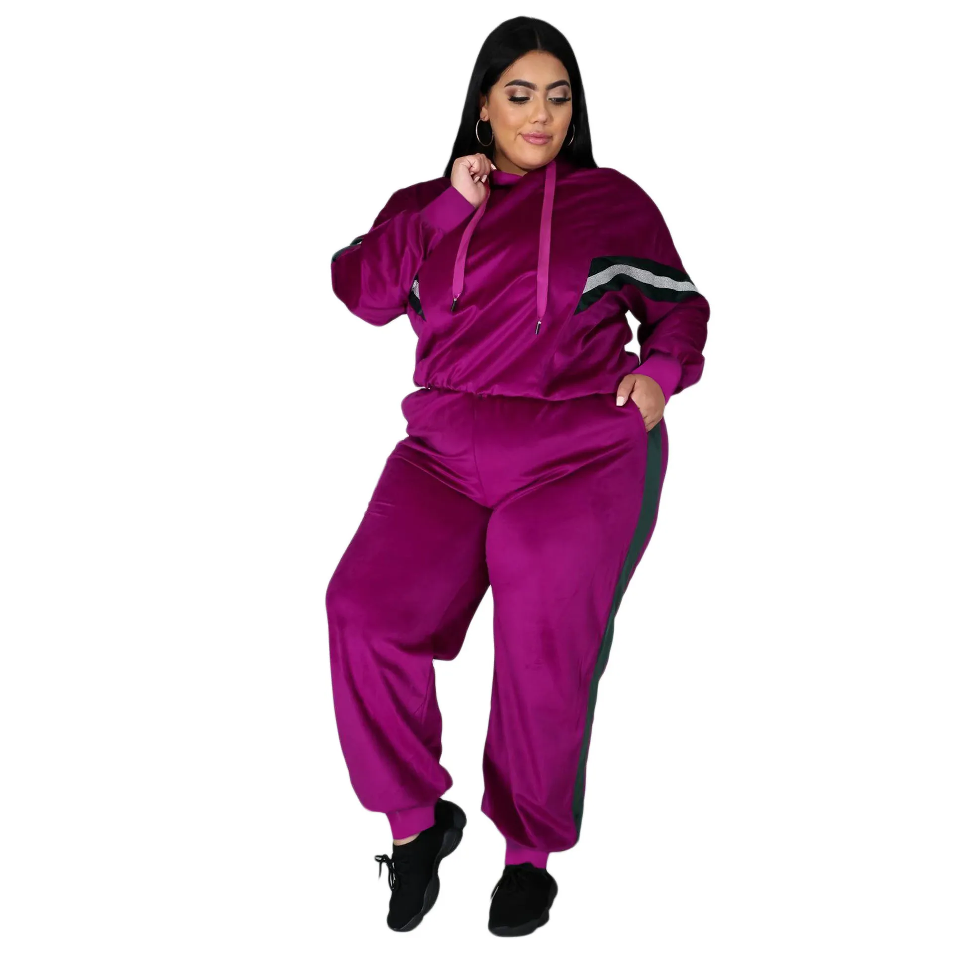 Plus Size Women 2020 Winter Velvet Two Piece Sets Contrast Color Patchwork Lady Casual Sweatpants Keep Warm Hoodies Tracksuits
Plus Size Women 2020 Winter Velvet Two Piece Sets Contrast Color Patchwork Lady Casual Sweatpants Keep Warm Hoodies Tracksuits
