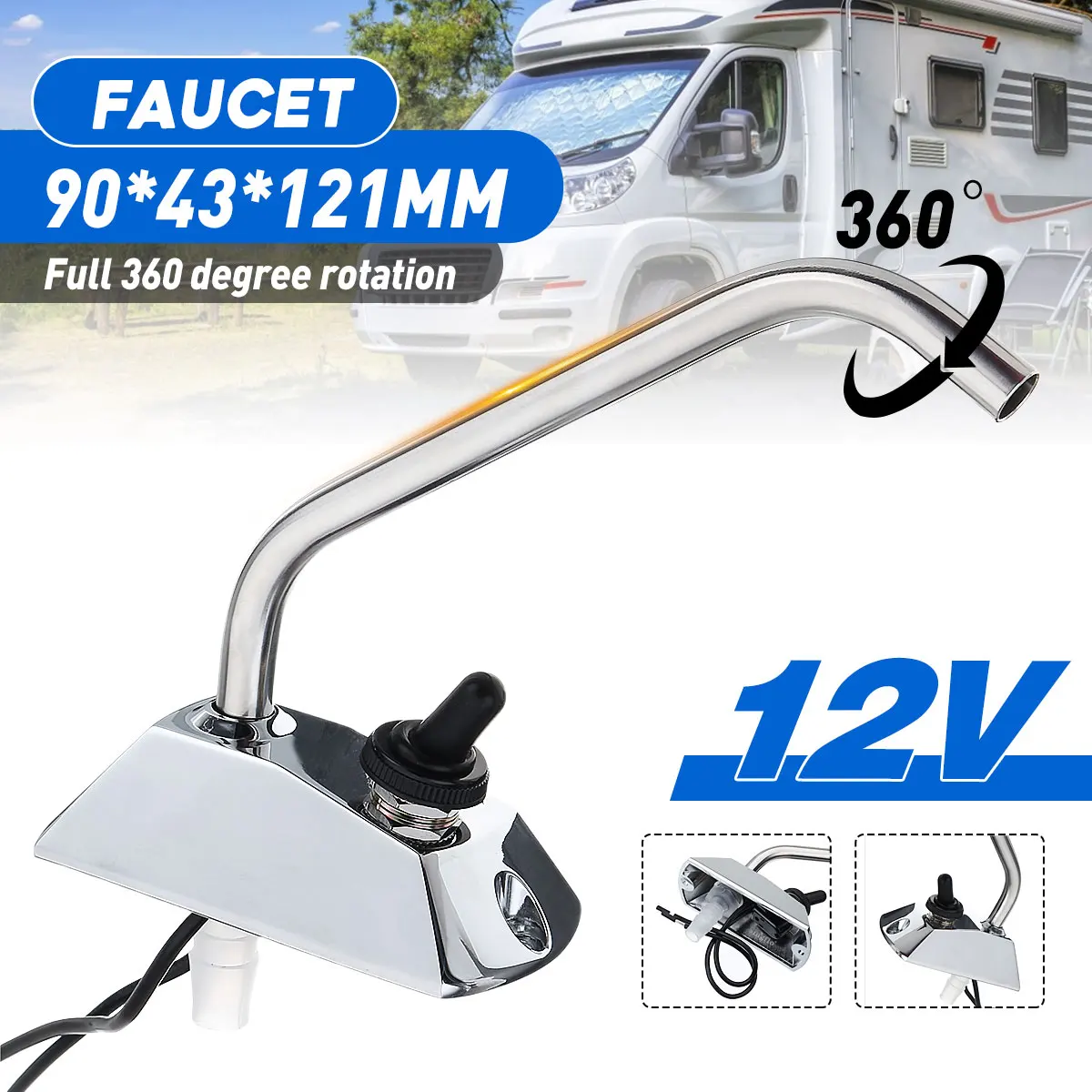 12V Electrically Controlled Faucet of RV Water System Automatic Drainage of Tea Bar Faucet Water Tank Pump Boat Caravan Camper
12V Electrically Controlled Faucet of RV Water System Automatic Drainage of Tea Bar Faucet Water Tank Pump Boat Caravan Camper