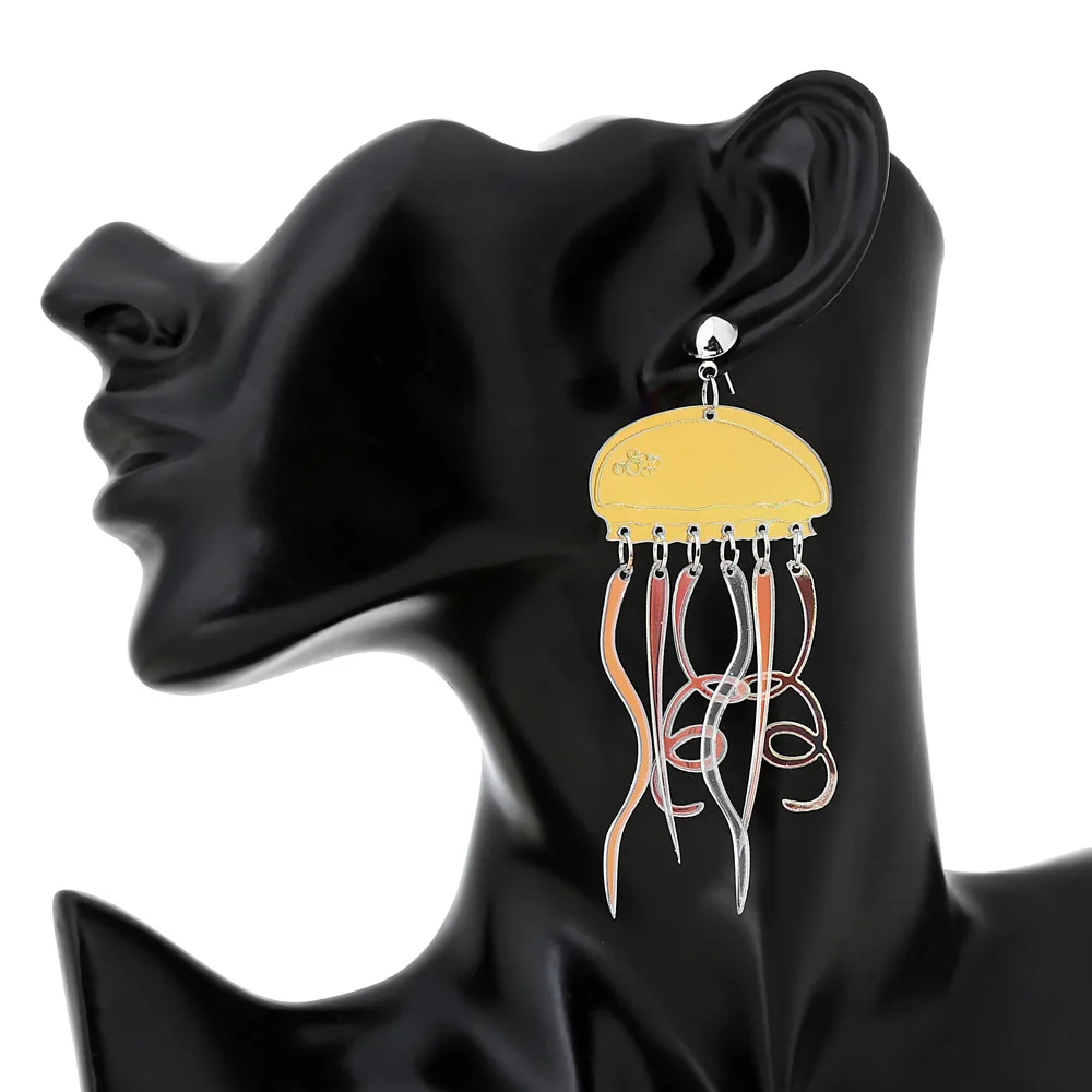 Transparent Acrylic Jellyfish Drop Earrings allochroic Scaleph Statement Dangle Marine Organism Imitation Jewelry | Украшения и