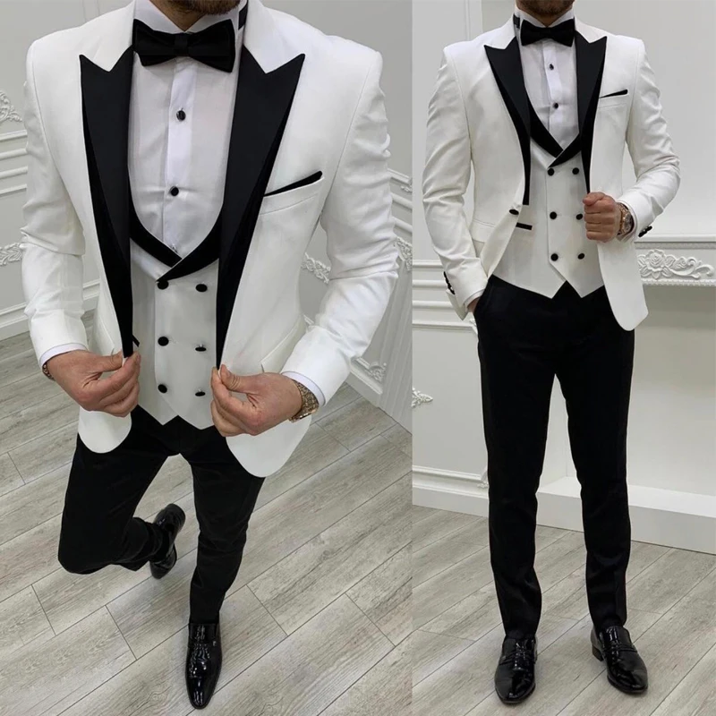 Fashion Black Peaked Lapel Costume 3 Piece Slim Fit Men Suits with Double Breasted Waistcoat Formal Wedding Tuxedo for Groomsmen
Fashion Black Peaked Lapel Costume 3 Piece Slim Fit Men Suits with Double Breasted Waistcoat Formal Wedding Tuxedo for Groomsmen