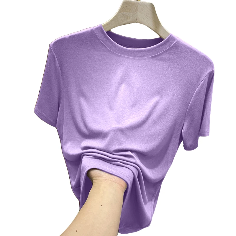 Summer Women's Purple Cotton T-Shirt Solid Color Odell Top Female Solid Color Short-Sleeved T-Shirt 2021
Summer Women's Purple Cotton T-Shirt Solid Color Odell Top Female Solid Color Short-Sleeved T-Shirt 2021