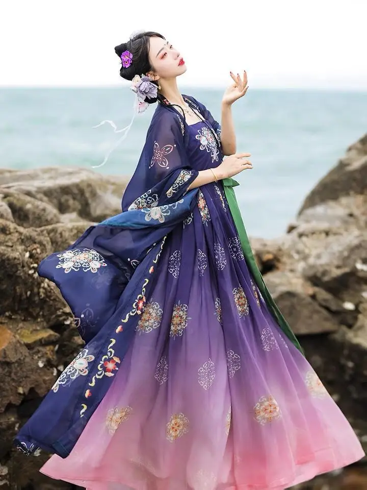 Hanfu Women's Chinese Traditional National Folk Style Dresses Cheezi Skirt Gradient Skirt Tang Dynasty Summer Suit
Hanfu Women's Chinese Traditional National Folk Style Dresses Cheezi Skirt Gradient Skirt Tang Dynasty Summer Suit