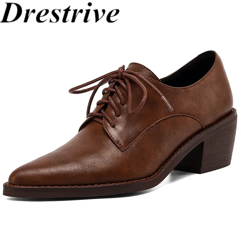 Drestrive Waxing Women Pumps Neutral Pointed Toe Lace Up Cow Leather Black 2021 Office Thick Heels Big Size 43
Drestrive Waxing Women Pumps Neutral Pointed Toe Lace Up Cow Leather Black 2021 Office Thick Heels Big Size 43