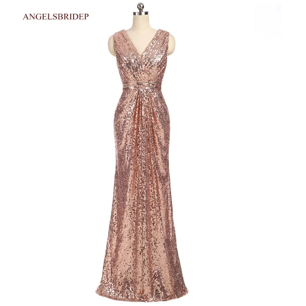 Rose Gold Sparkly Sequined Long Evening Gowns Party Gowns Formal V-Neck Floor-Length Abendkleider Prom Dress HOT 
Rose Gold Sparkly Sequined Long Evening Gowns Party Gowns Formal V-Neck Floor-Length Abendkleider Prom Dress HOT