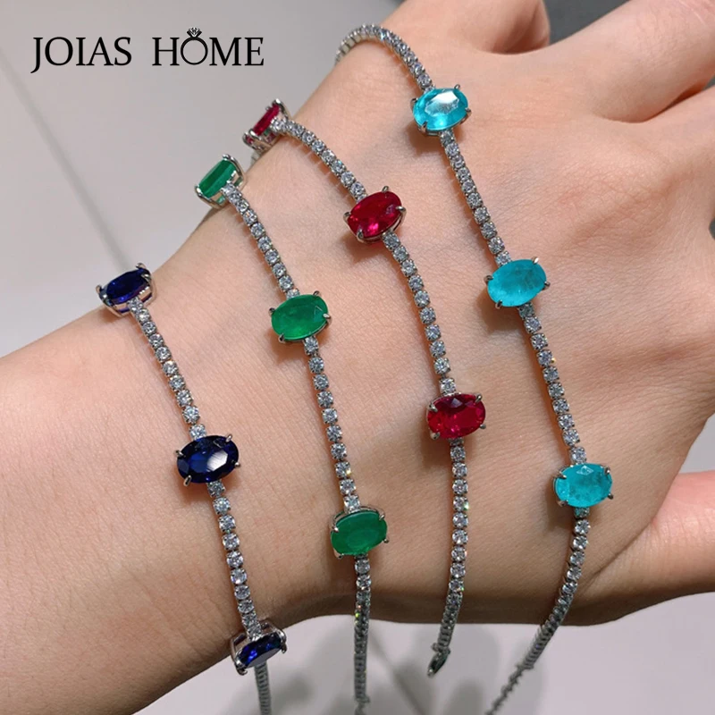 JoiasHome 100% 925 Sterling Silver Bracelets with Single Layer Ruby Green Gemstone for High Quality Gifts 2020 Hot Selling 
JoiasHome 100% 925 Sterling Silver Bracelets with Single Layer Ruby Green Gemstone for High Quality Gifts 2020 Hot Selling