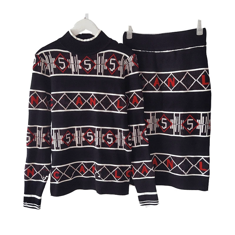 Winter Women Sweater+Skirt Knitting 2019 Female Designer Wholesale Suits 2/pcs | Женская одежда