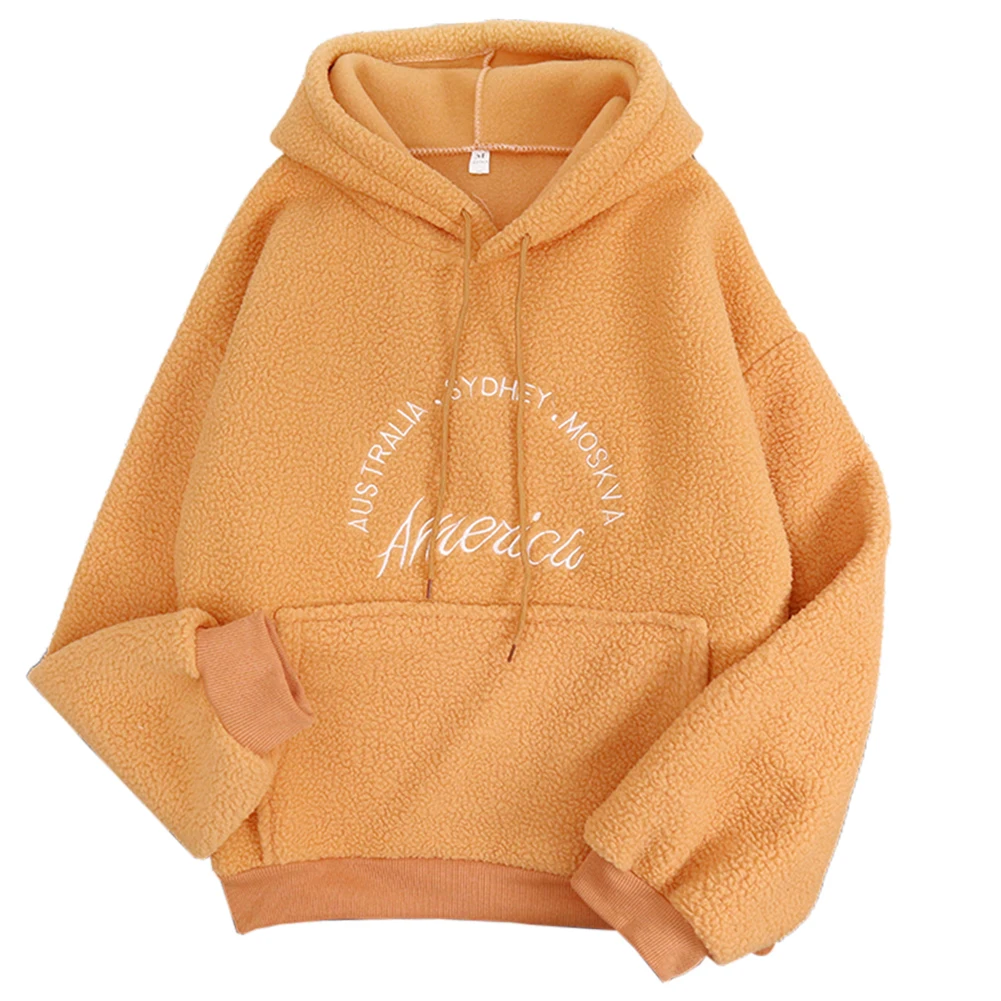 Women Sweatshirt Winter Lamb Cashmere Warm Hooded Letter Embroidery Print Hoodies Harajuku Casual Hoddies Long Sleeve Tops
Women Sweatshirt Winter Lamb Cashmere Warm Hooded Letter Embroidery Print Hoodies Harajuku Casual Hoddies Long Sleeve Tops