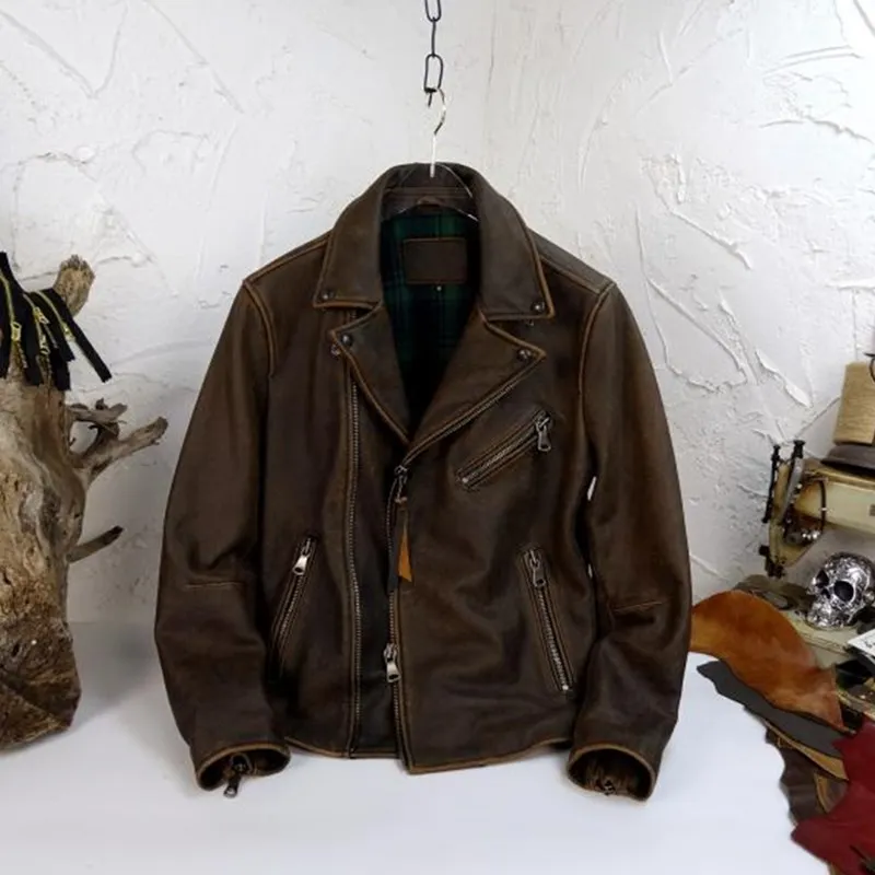 2021 Retro Brown American Men Short Biker's Leaher Jacket Large Size 3XL Genuine Cowhide Autumn Slim Fit Motorcycle Coat
2021 Retro Brown American Men Short Biker's Leaher Jacket Large Size 3XL Genuine Cowhide Autumn Slim Fit Motorcycle Coat