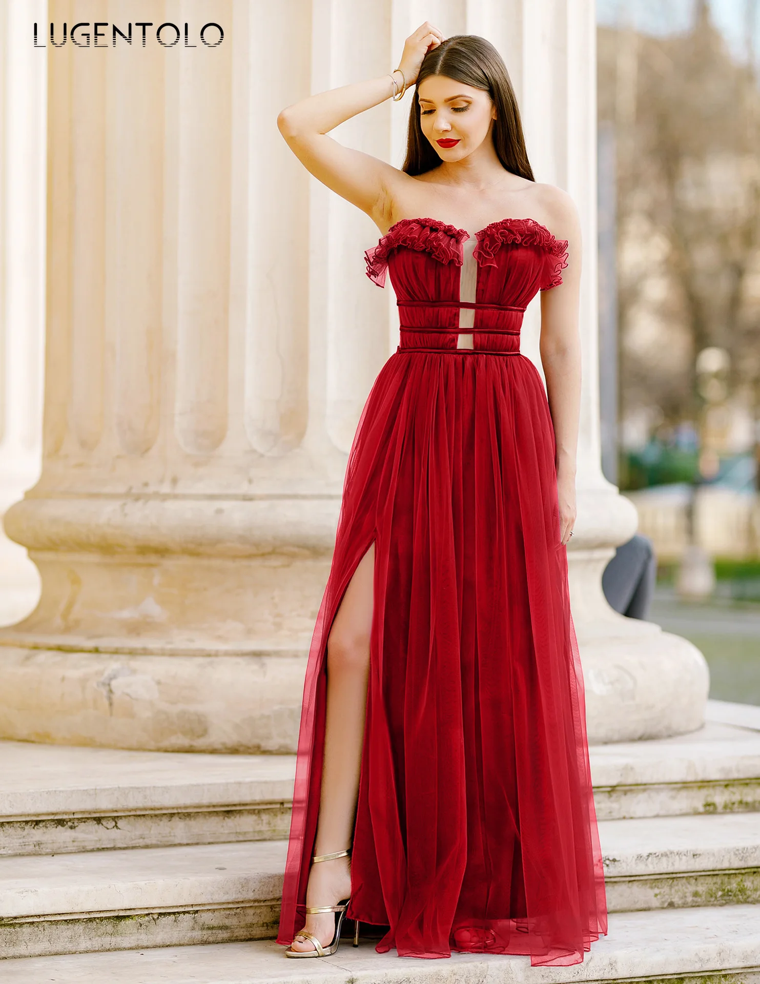 Sexy Party Dress Women Slim Sleeveless Strapless Dresses Backless Corset Split Mesh Ladies Long Dinner Dress Lugentolo
Sexy Party Dress Women Slim Sleeveless Strapless Dresses Backless Corset Split Mesh Ladies Long Dinner Dress Lugentolo