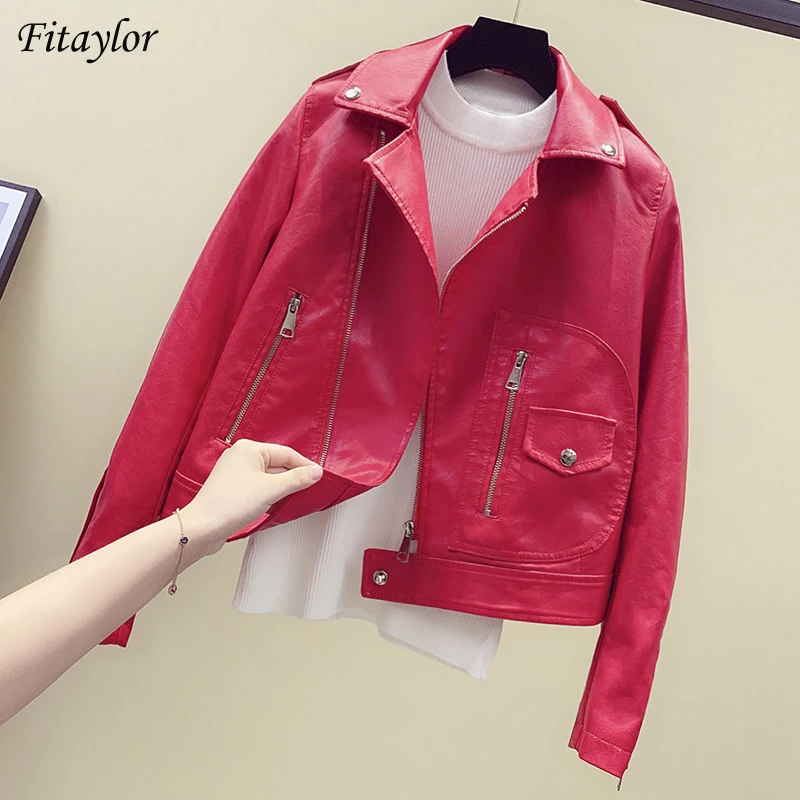 Fitaylor 2022 Spring Summer Big Pocker Faux Leather Jacket Women Moto Turn-down Collar High Street Pu Basic Windproof Red Coat
Fitaylor 2022 Spring Summer Big Pocker Faux Leather Jacket Women Moto Turn-down Collar High Street Pu Basic Windproof Red Coat