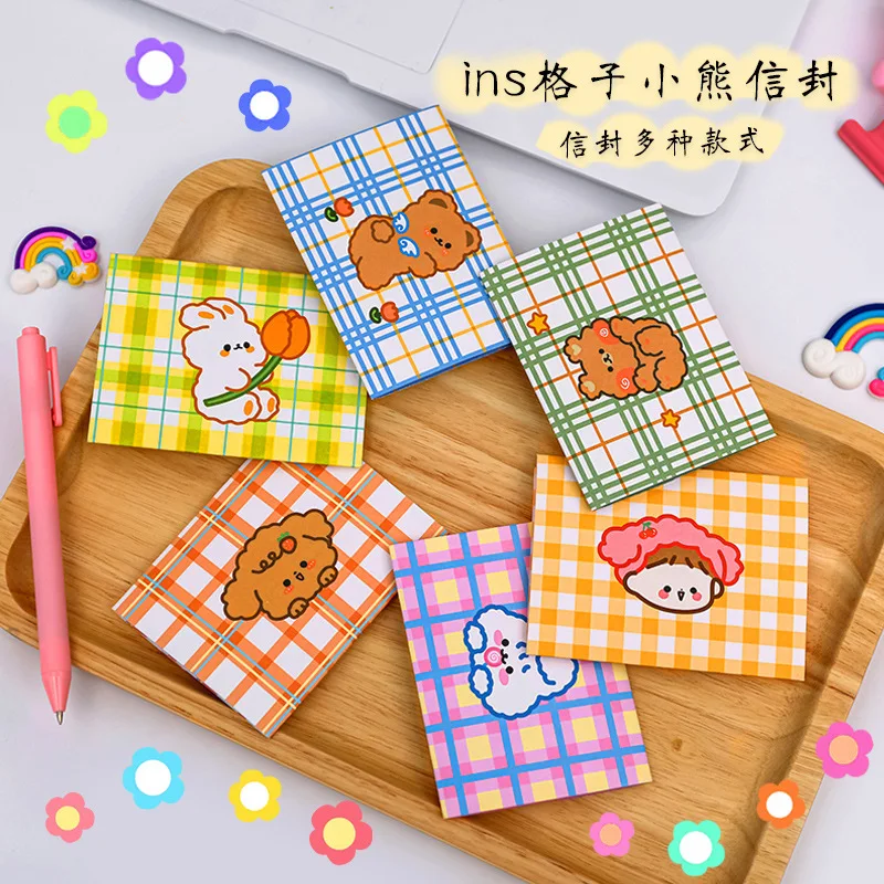6pcs/set Cartoon Cute Grid Bear Bunny Envelop Best Wishes Foldable Message Notepad Birthday Blessing Card Greeting Small Gift 
6pcs/set Cartoon Cute Grid Bear Bunny Envelop Best Wishes Foldable Message Notepad Birthday Blessing Card Greeting Small Gift