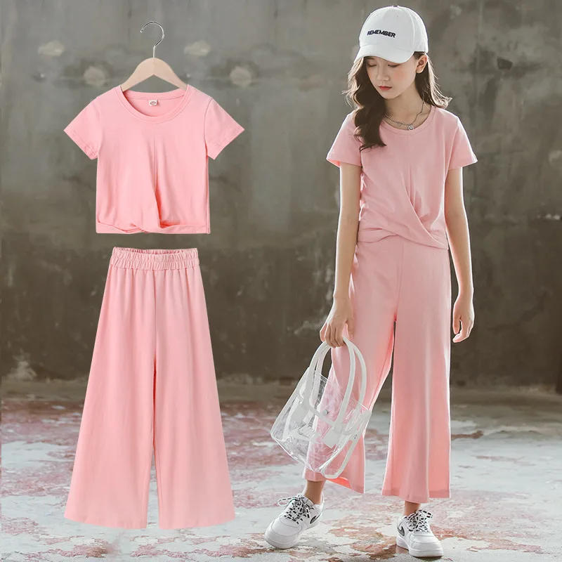 Girl Tracksuit Yoga Clothes Set Children Short Sleeve Kids Crop Top+ Wide Leg Pants Suit Kids Thin Summer Casual Teenage Costume
Girl Tracksuit Yoga Clothes Set Children Short Sleeve Kids Crop Top+ Wide Leg Pants Suit Kids Thin Summer Casual Teenage Costume