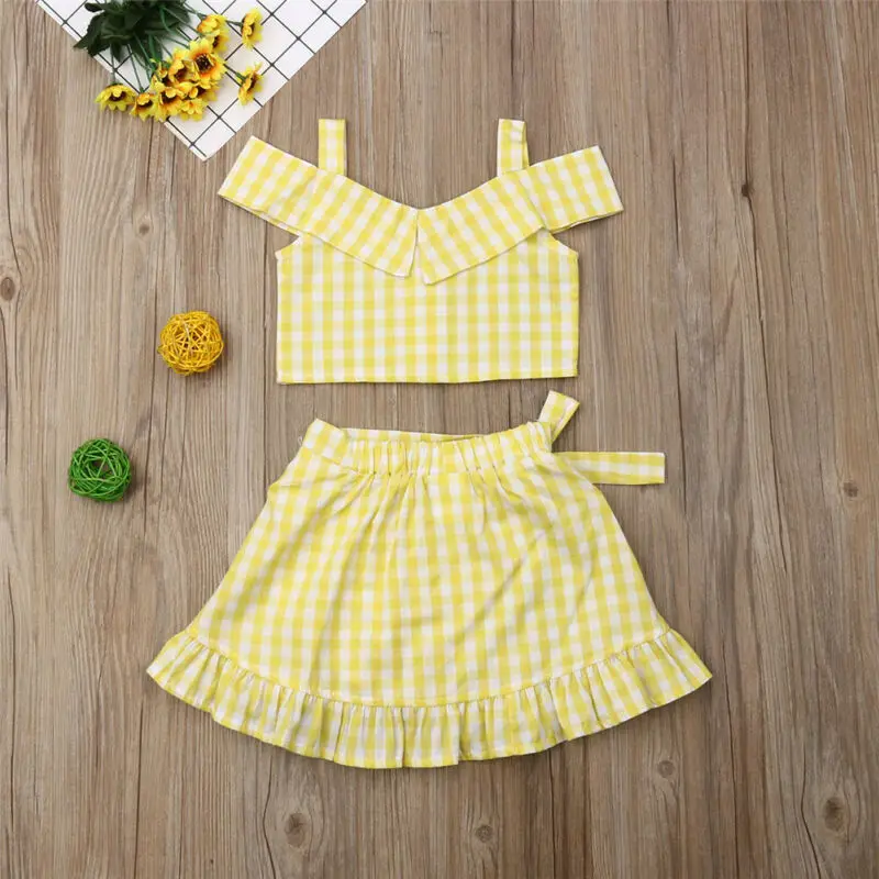 Summer Toddler Kids Baby Girls Plaid Clothes Off Shoulder Vest Crop Top Tutu Skirts Outfit Girls Clothes Set
Summer Toddler Kids Baby Girls Plaid Clothes Off Shoulder Vest Crop Top Tutu Skirts Outfit Girls Clothes Set