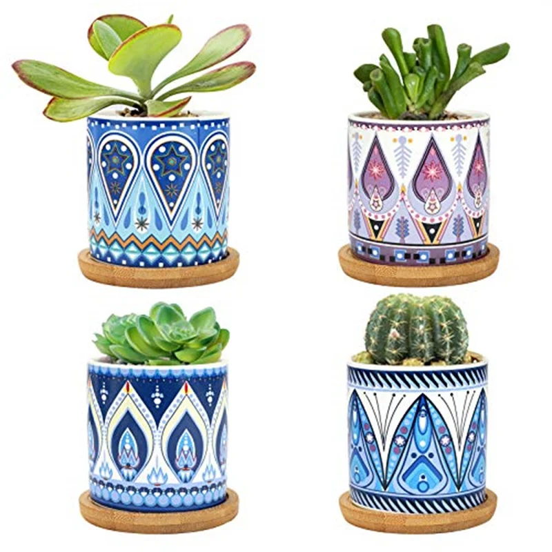 4 Pack Succulent Plant Pot 7.5CM Mandala Pattern flower pot ceramic Mini Cactus Pot Planter Containers Bamboo Tray Home Decor
4 Pack Succulent Plant Pot 7.5CM Mandala Pattern flower pot ceramic Mini Cactus Pot Planter Containers Bamboo Tray Home Decor