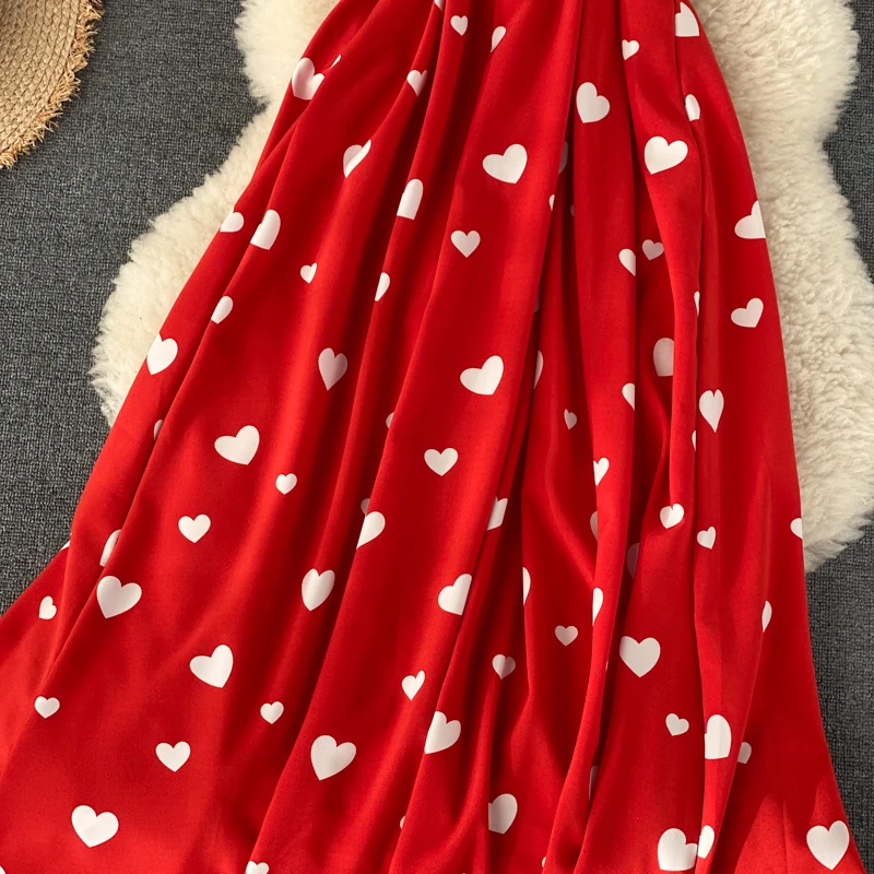 Summer 2020 new short sleeve dress Women sweet heart print long dresses beach wear v neck big swing dress vestidos
Summer 2020 new short sleeve dress Women sweet heart print long dresses beach wear v neck big swing dress vestidos