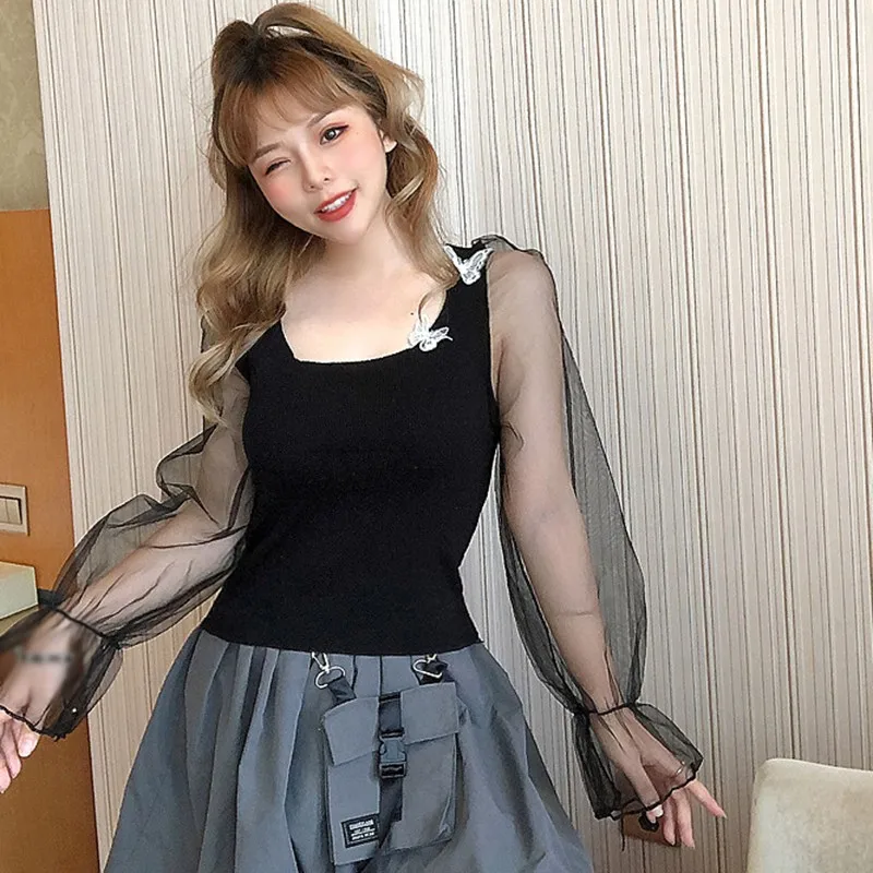 Jlong Women Puff Sleeve Casual T-Shirt Mesh Stitching T-shirt Korean Style Sweet Tops Mesh Square Collar Female Tees
Jlong Women Puff Sleeve Casual T-Shirt Mesh Stitching T-shirt Korean Style Sweet Tops Mesh Square Collar Female Tees