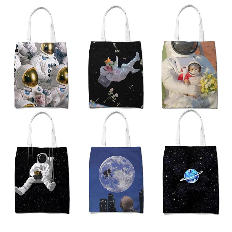 New Reusable Tote Shopping Bag for Groceries Cartoon Spaceman Astronaut Space Design Handbag Outdoor Leisure Shoulder Bags
New Reusable Tote Shopping Bag for Groceries Cartoon Spaceman Astronaut Space Design Handbag Outdoor Leisure Shoulder Bags