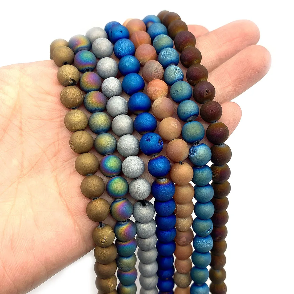 Natural Stone Colorful Beads Round Electroplating Open Loose Beads DIY Making Necklace Bracelet Exquisite Jewelry 6mm 8mm 10mm
Natural Stone Colorful Beads Round Electroplating Open Loose Beads DIY Making Necklace Bracelet Exquisite Jewelry 6mm 8mm 10mm