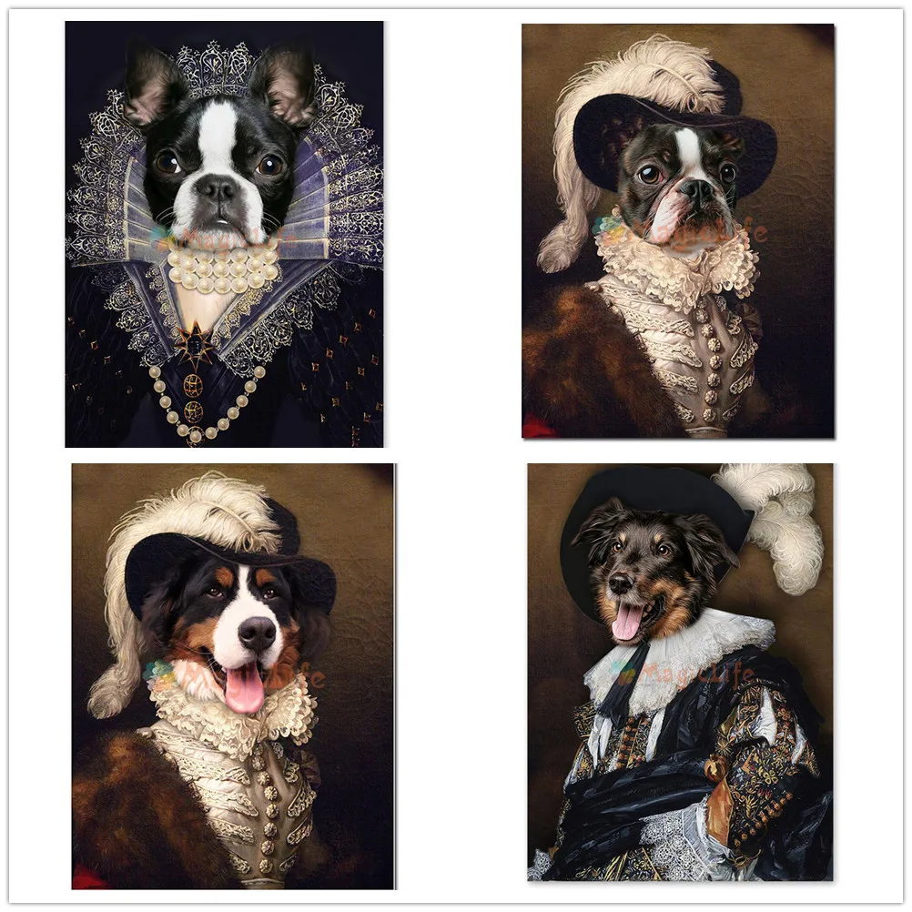 Pet Dog Queen King Vintage Knight Animal Head Nordic Poster Wall Pictures For Living Room Wall Art Canvas Painting Unframed
Pet Dog Queen King Vintage Knight Animal Head Nordic Poster Wall Pictures For Living Room Wall Art Canvas Painting Unframed
