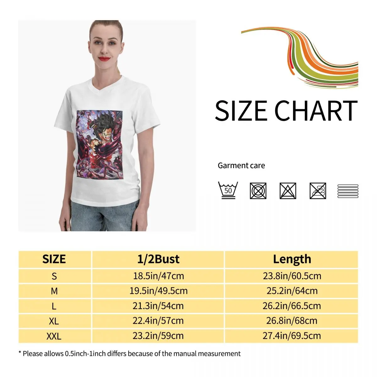 Anime Fans Monkey D Luffy 1 woman's T-shirts Version to good build V-neck T-shirt with short sleeves
Anime Fans Monkey D Luffy 1 woman's T-shirts Version to good build V-neck T-shirt with short sleeves