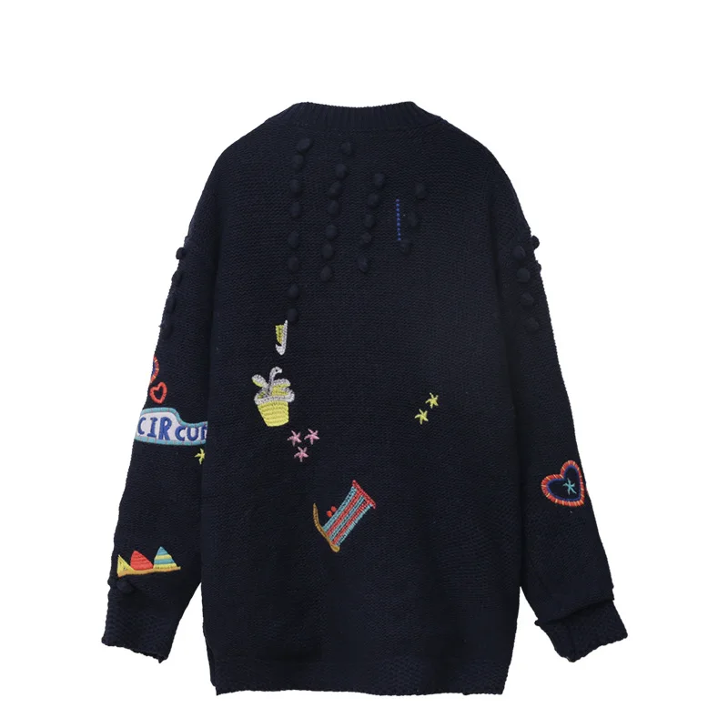 Autumn Winter Cartoon Embroidery Chic Cardigan Women Thick Knit Korean Style Sweater Patchwork Blusa De Frio Feminina Streetwear
Autumn Winter Cartoon Embroidery Chic Cardigan Women Thick Knit Korean Style Sweater Patchwork Blusa De Frio Feminina Streetwear