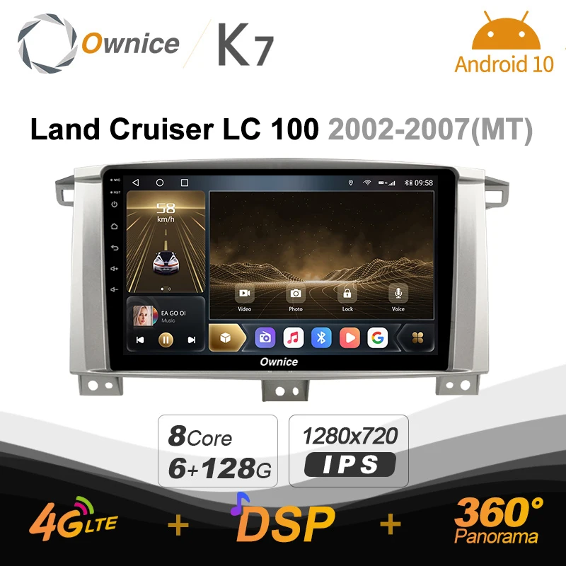 Автомобильная Мультимедийная система Ownice K7, Android 10,0, 6 ГБ + 128 Гб, для Toyota Land Cruiser LC 100 2002-2007, радиосистема 360 4G LTE
Автомобильная Мультимедийная система Ownice K7, Android 10,0, 6 ГБ + 128 Гб, для Toyota Land Cruiser LC 100 2002-2007, радиосистема 360 4G LTE