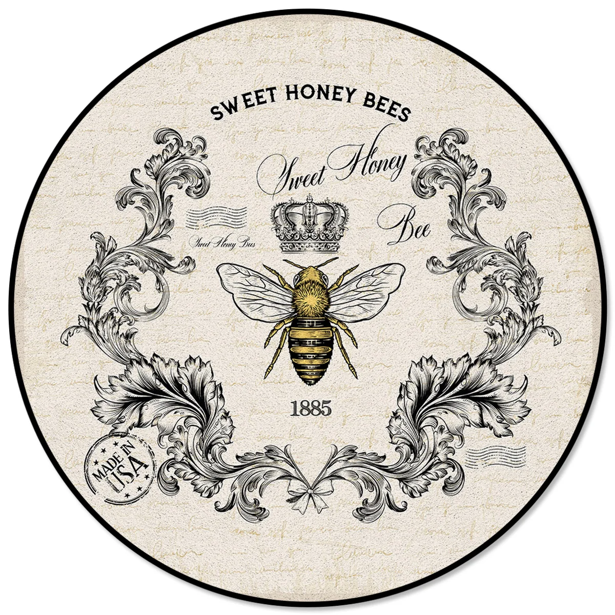 Retro Bee Crown Pattern Round Children Area Rug Floor Mat Living Room Bedroom Carpet Rug Coffee Table Mat
Retro Bee Crown Pattern Round Children Area Rug Floor Mat Living Room Bedroom Carpet Rug Coffee Table Mat