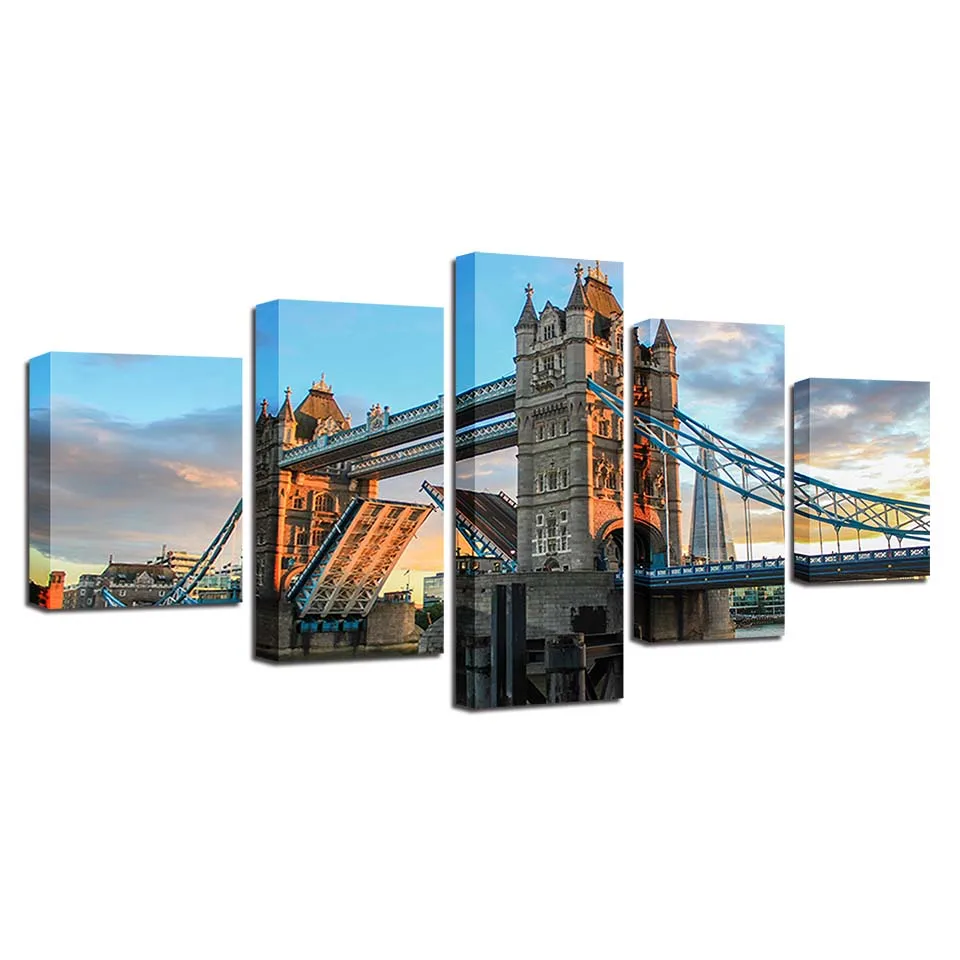 

Modular Canvas Painting HD Prints Home Decor 5 Pieces London'S Tower Bridge Wall Art Landscape Pictures Artwork Scenery Poster