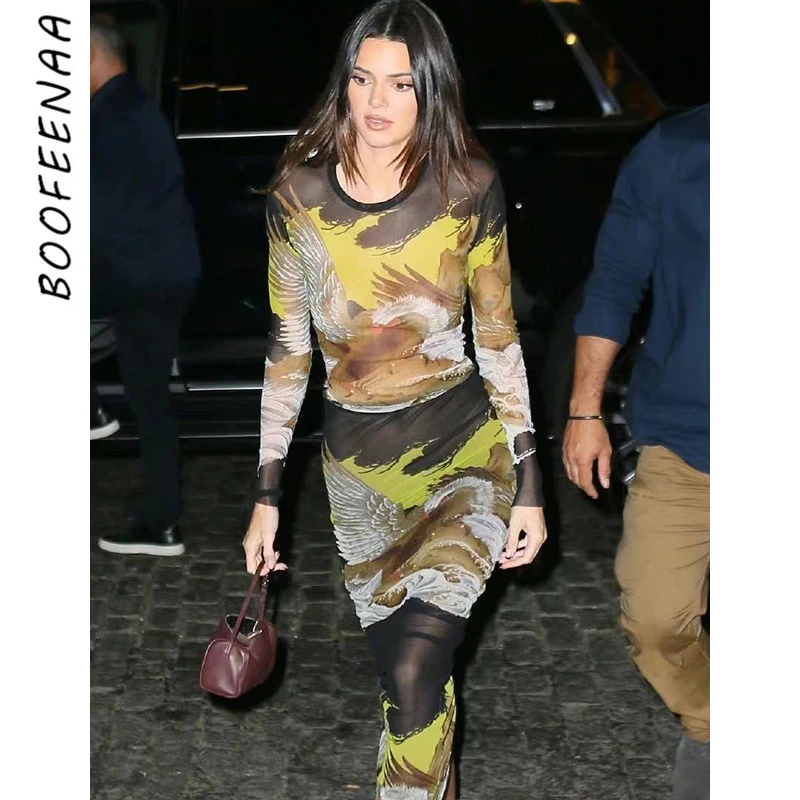 BOOFEENAA Celebrities Printed Mesh Sexy Long Dresses for Women Party Clubwear High Fashion See Through Bodycon Dress C83-CB17
BOOFEENAA Celebrities Printed Mesh Sexy Long Dresses for Women Party Clubwear High Fashion See Through Bodycon Dress C83-CB17