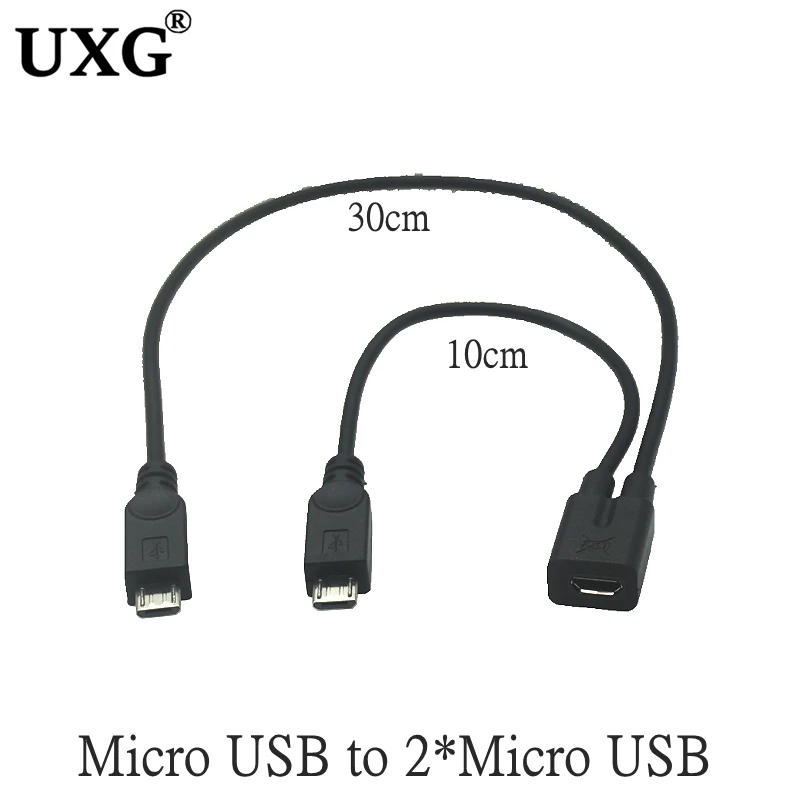 

Micro USB Female to 2 Micro USB Male Splitter extension charge cable for Galaxy S5 i9600 S4 I9500 Note 2 N7100 S3 I9300 S2 cable
