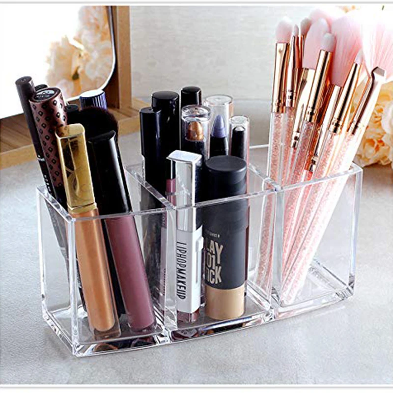 Acrylic Makeup Organizer Cosmetic Brush Storage Box Holder 3 Grid Transparent Pen Case Lipstick Eyeliner Makeup Storage Rack
Acrylic Makeup Organizer Cosmetic Brush Storage Box Holder 3 Grid Transparent Pen Case Lipstick Eyeliner Makeup Storage Rack