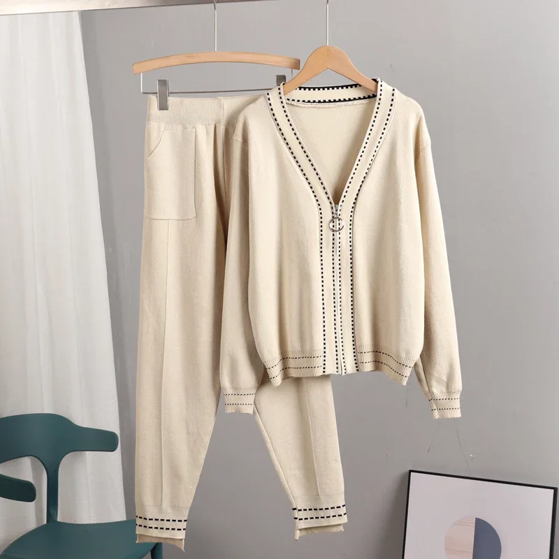 2 Piece Sets Womens Outfits Knitwear Suit Long Sleeve V-Neck Zipper Knitted Cardigan + Pencil Pants Fashion Casual Tracksuits
2 Piece Sets Womens Outfits Knitwear Suit Long Sleeve V-Neck Zipper Knitted Cardigan + Pencil Pants Fashion Casual Tracksuits