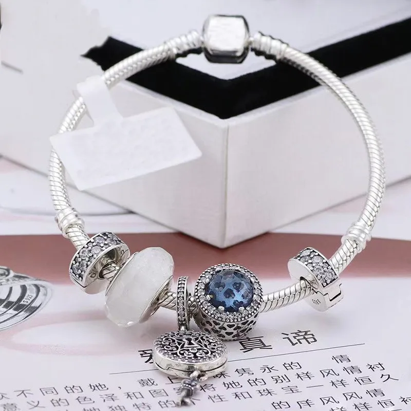Original 925 Sterling Silver Blue Cat Eyes And Lock Pendant With Classic Button Bracelet For Women's Wedding Party Gift Jewelry
Original 925 Sterling Silver Blue Cat Eyes And Lock Pendant With Classic Button Bracelet For Women's Wedding Party Gift Jewelry