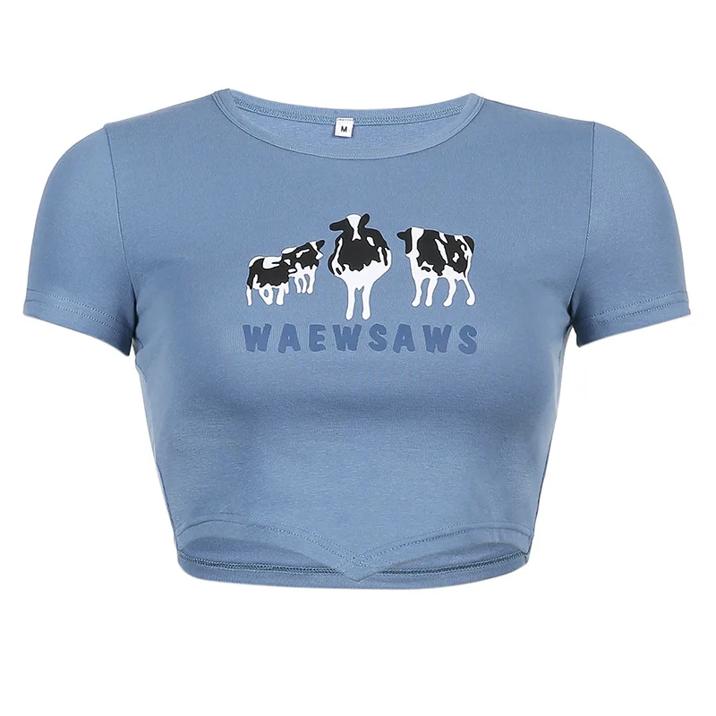 2021wish New Women's Cow Letter Printing Slim Short-sleeved T-shirt Top Women
2021wish New Women's Cow Letter Printing Slim Short-sleeved T-shirt Top Women
