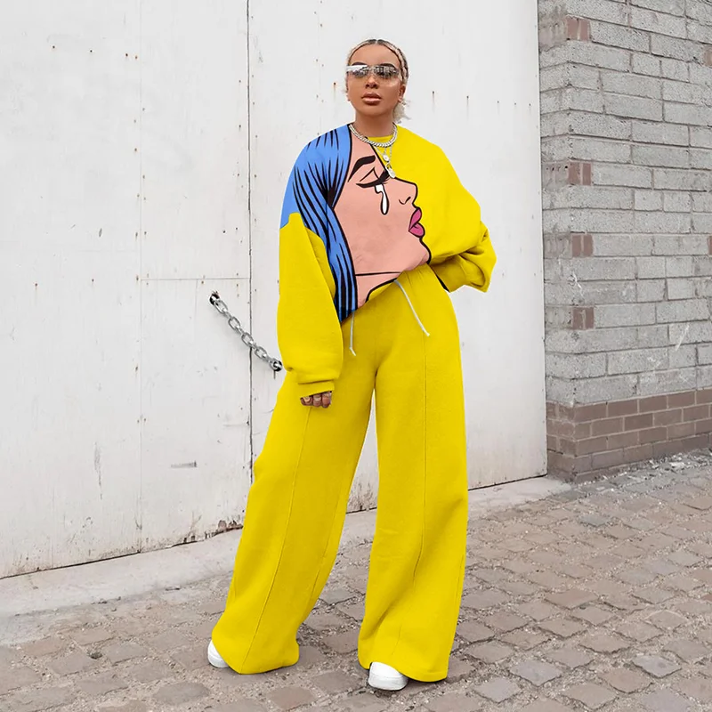 Yellow Abstract Beauty Print Two Piece Outfits for Women Vintage Loose O Neck Long Sleeve Tracksuit Spring Fall 2021 Plus Size
Yellow Abstract Beauty Print Two Piece Outfits for Women Vintage Loose O Neck Long Sleeve Tracksuit Spring Fall 2021 Plus Size