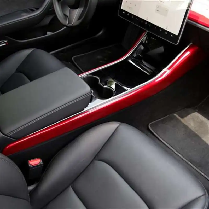 ABS Красный центр управления полоса для Tesla модель 3 Защита боковая кромка |